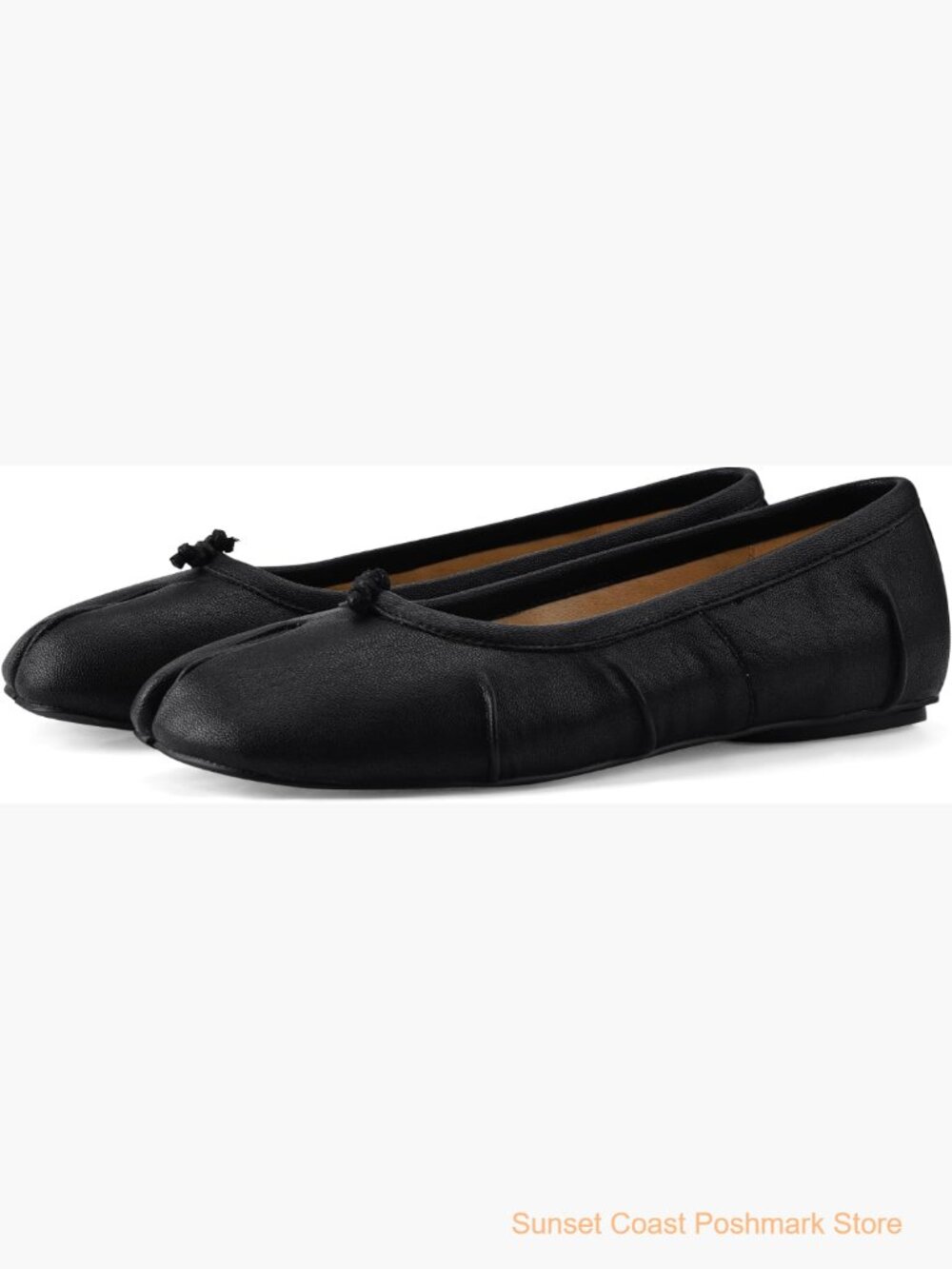 Split Toe Ballet Flats Faux Leather Lightweight Casual Shoes